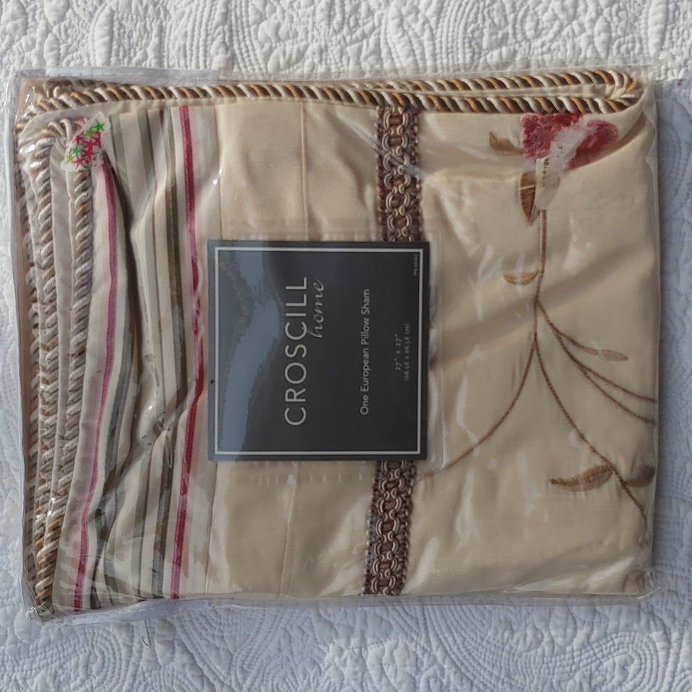 Croscill Embroidered Euro Pillow Shams, Set of 2 - Picture 6 of 9